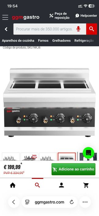Cozedor de massas elétrico - de bancada - 3kW - incl. 6 cestos