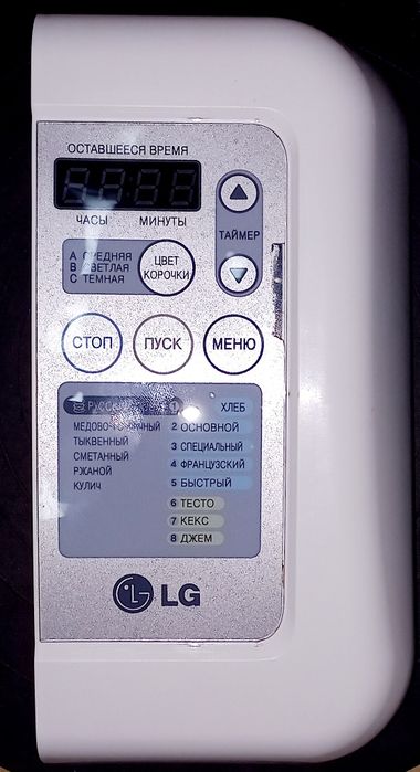 Хлебопечка LG панель управления