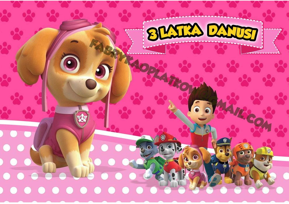 Opłatek na tort Gruby 0,6  Psi Patrol Skye