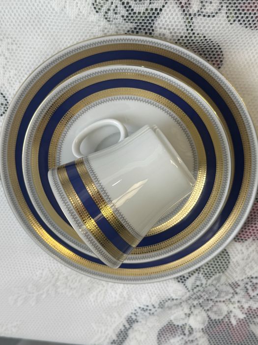 Сервіз на 12 персон, кобальт+ позолота, чайний, столовий сервіз, німец