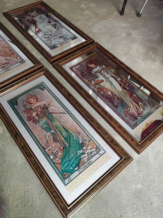 quadros antigos com moldura em madeira