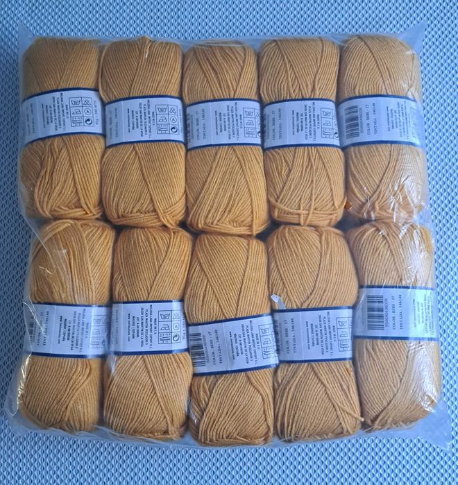 Lote 10 novelos Lã 100% acrílico - Amarelo Torrado - Novo-Melissa Bebe