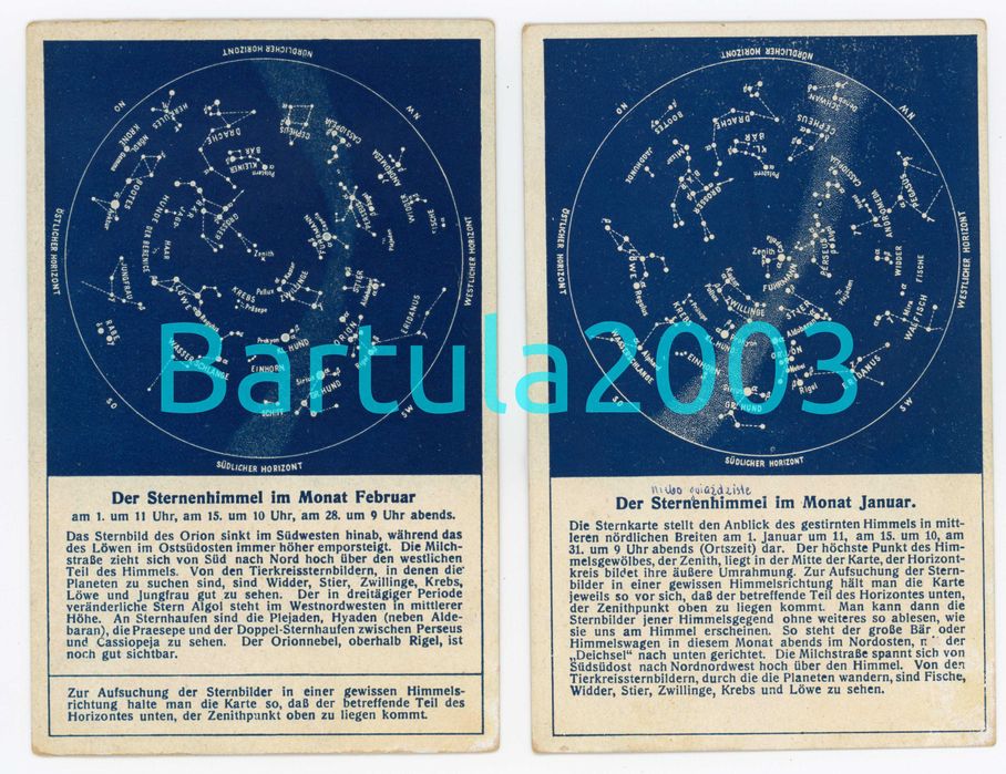 Pocztówki - Kolekcja - Nocne niebo w ciągu 12 miesięcy z 1920 r UNIKAT
