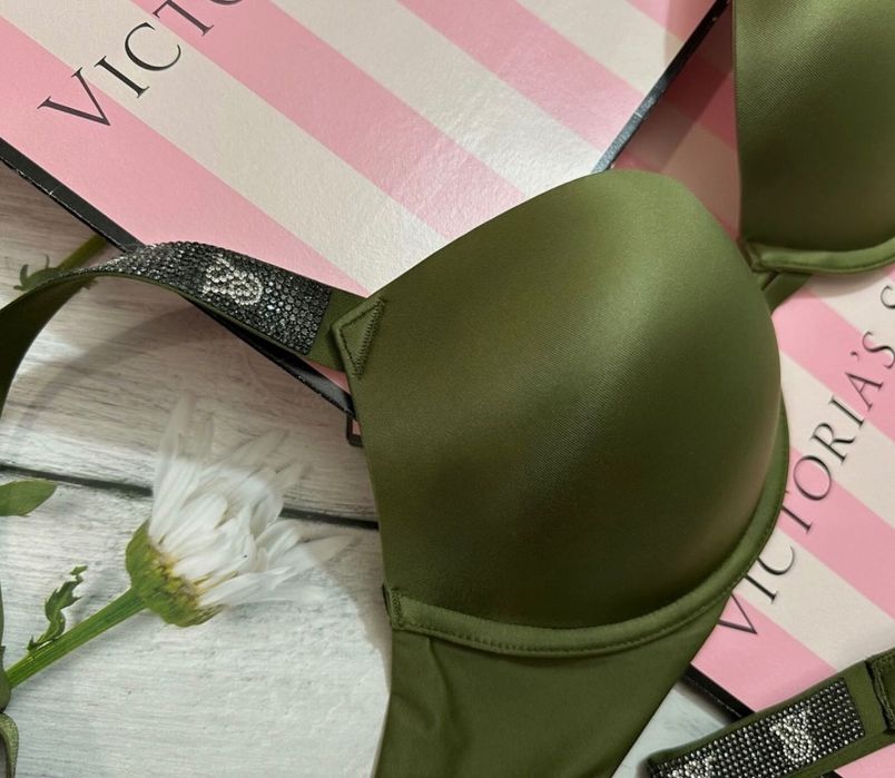 Оригінальний бюст Victoria’s Secret в камінчики беж/хакі/червоний