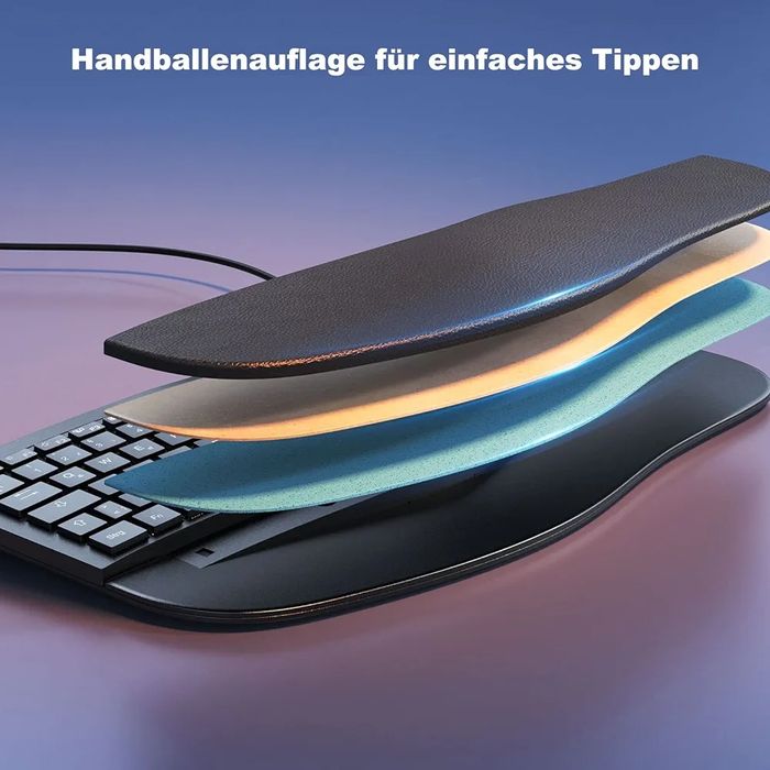 Klawiatura Ergonomiczna Z Kablem Podświetlana QWERT