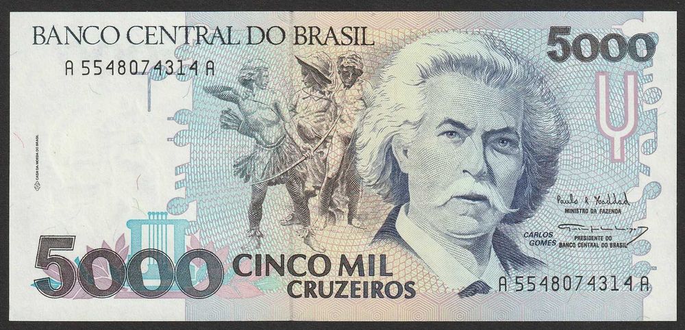 Brazylia 5000 cruzeiros 1993 - Carlos Gomes - stan bankowy UNC