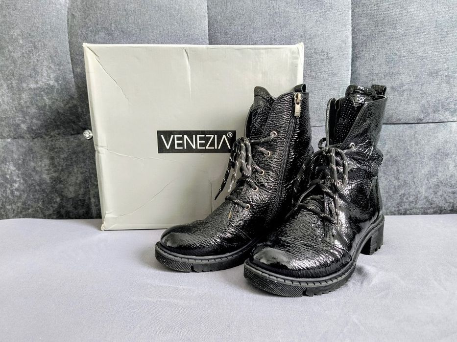 Damskie botki zimowe trapery VENEZIA, skóra naturalna, rozm. 36