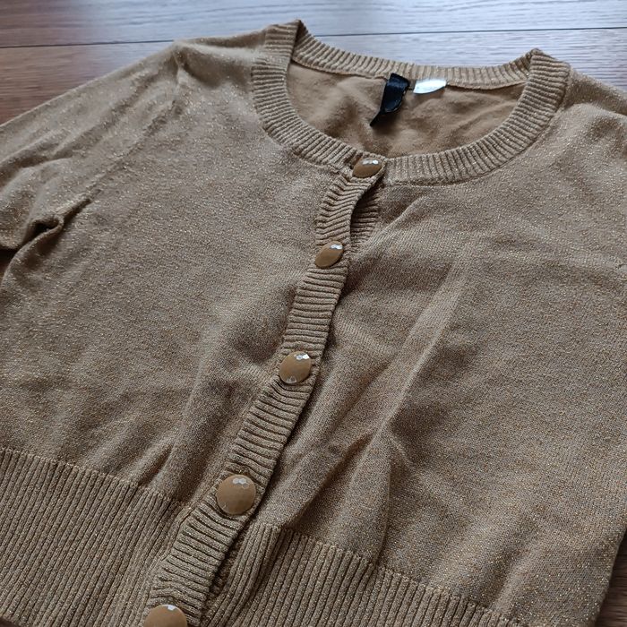 Krótki sweterek złoty H&M r. M bawełna