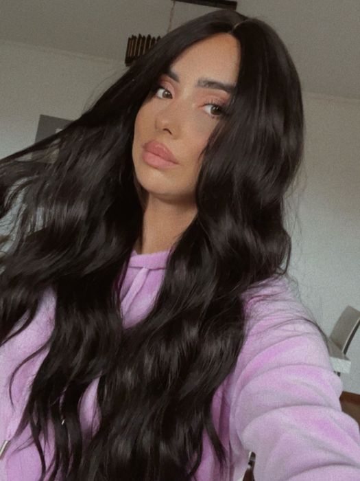 Peruka czarny brąz włosy długie lace front fale loki nowa premium