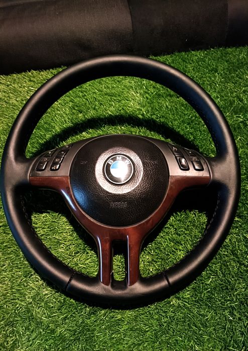 Conjunto  frisos interiores madeira com volante multifunções bmw E46