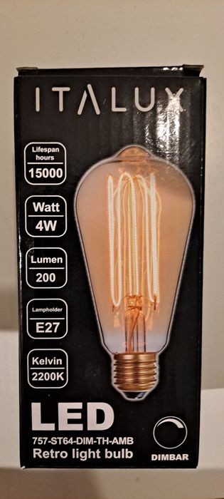 żarówka dekoracyjna ITALUX 4W 200Lumen gwint E27 2200K LED