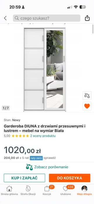 Nowa pojemna szafa z lustrem