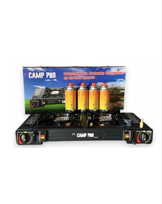 Портативна двох камфорна газова плита Camp pro + 4 газові балони