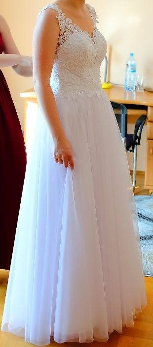 Biała suknia ślubna rozmiar 36/38, 166 cm + 7 cm obcas