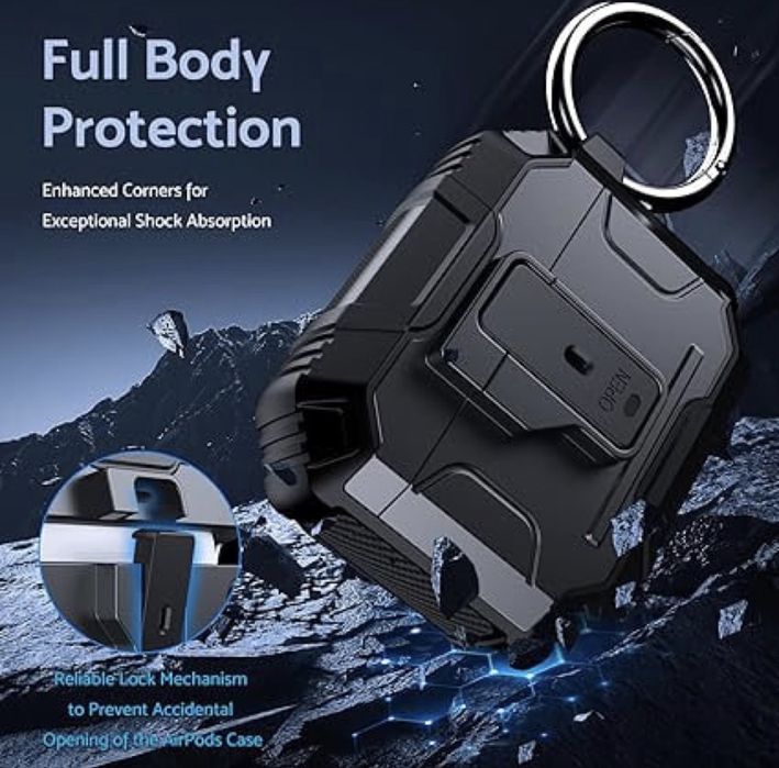 Чехол Кейс для Наушников  Air Pods 2 pro/3/ 4 carbon Карбон+Карабін