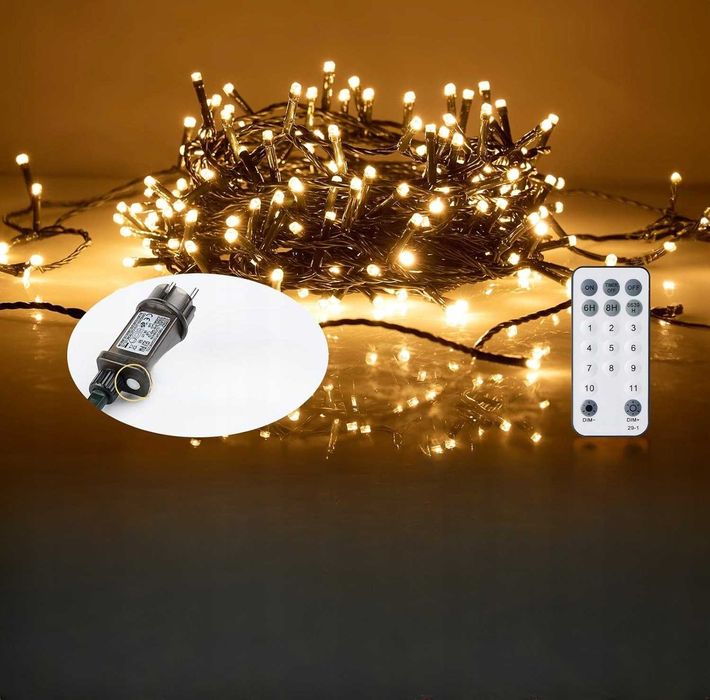 Choinkowe Lampki LED Zewnętrzne Wewnętrzne 20 m 200 LED Wtyczka Pilot