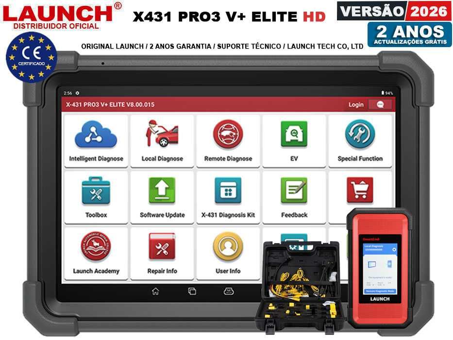 Launch X431 PRO3 V+ ELITE HD Maq Diagnóstico Ligeiros + Pesados (NOVO)