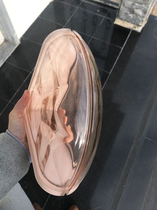 Bloco de vidro terminal curvo (ondulado rosa)