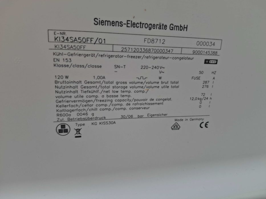 Peças para frigorifico Siemens
