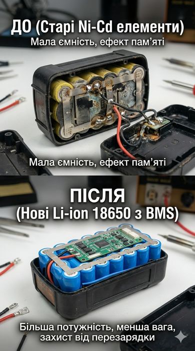 Замена ремонт перепаковка сборка аккумуляторов в электроинструменте. Ячейки 18650 21700. Услуга точечной сварки - медь никель алюминий на акумуляторы.
