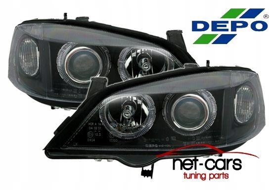Reflektory lampy przednie przód OPEL ASTRA G ANGEL EYES XENON czarne
