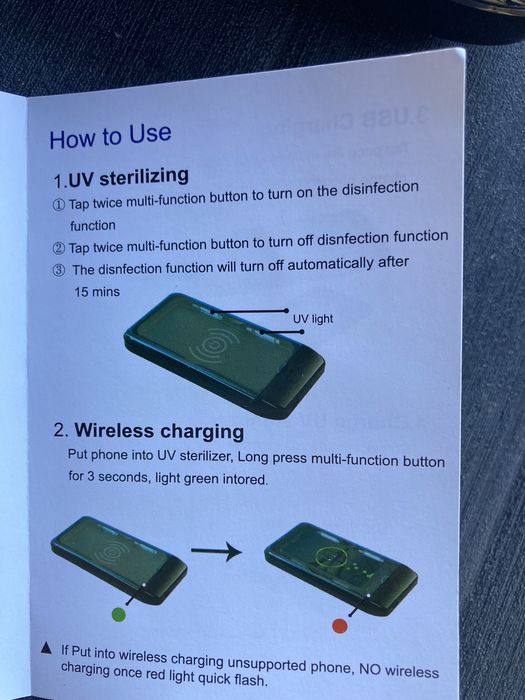 POWER BANK Sterylizator UV z ładowarką do telefonu