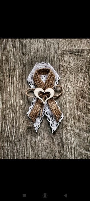 Kotyliony weselne z drewnianym serduszkiem