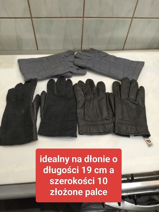Rękawice skórzane PRL - 2x skóra naturalna + magazynowe pikowane LATA