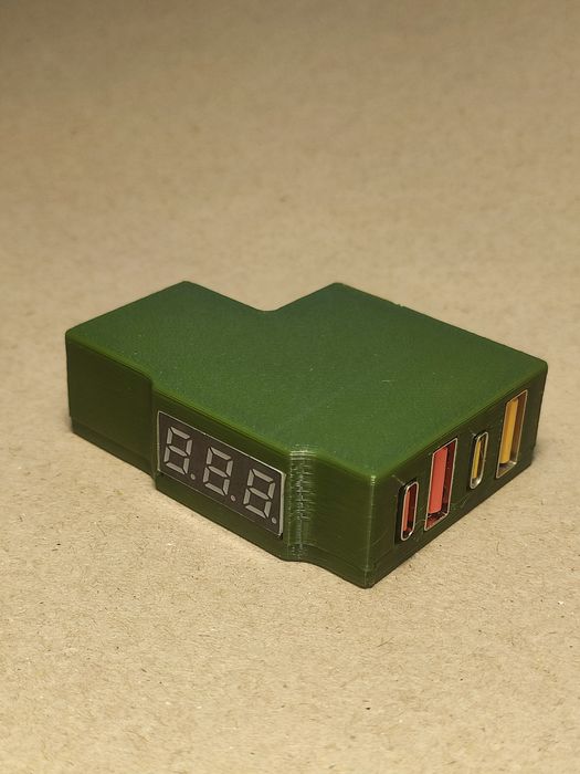 Адаптер XT60 - 2xUSB-C/USB-A для FPV батарей 2-6S, 45W+36W з вольтмет