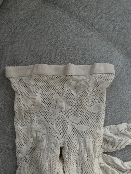 Ажурні колготки Calzedonia мереживні квіткові молочні