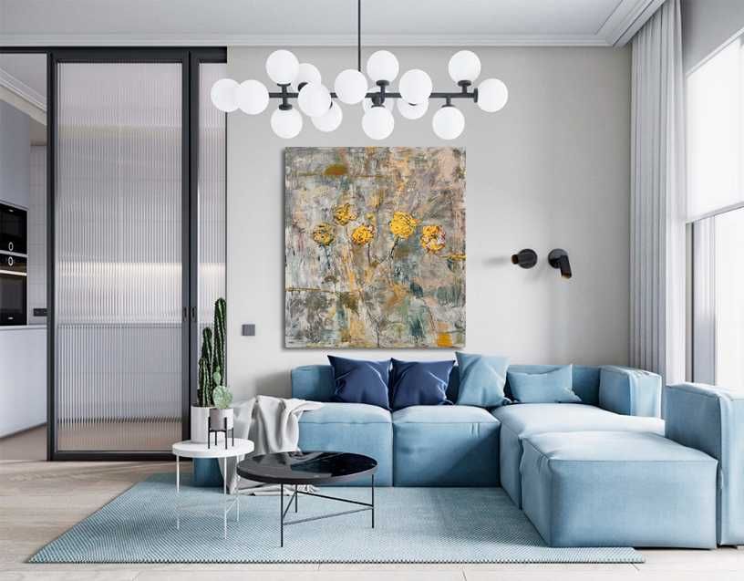 Картина абстракція  "Порцелянові троянди" 100x90см