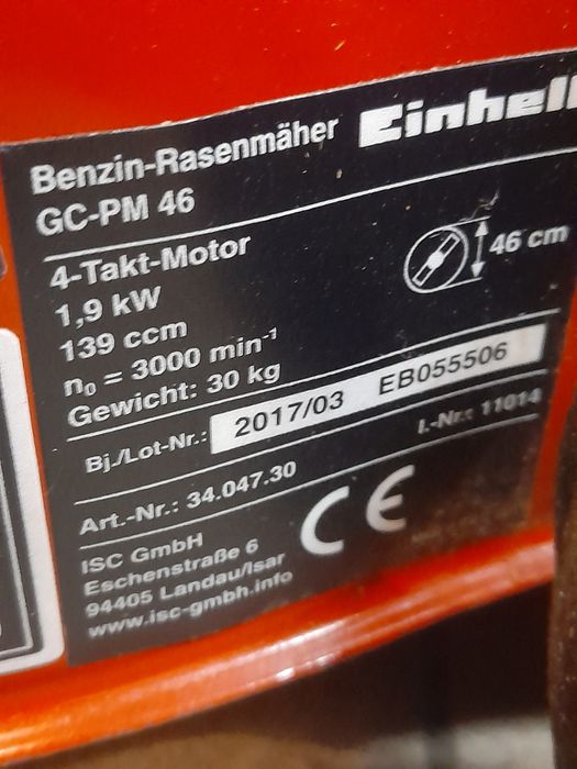 Бензинова газонокосилка *Einhell-1.9kwt.ніж-46см.*