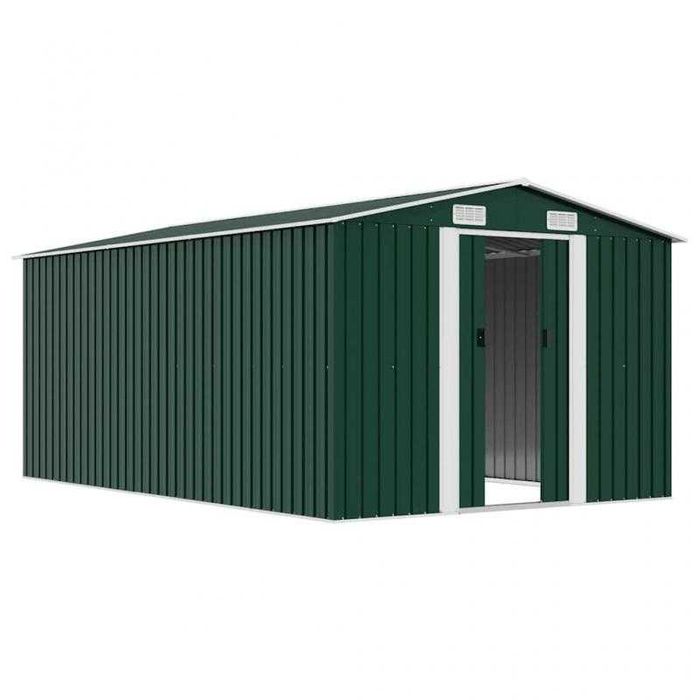 Abrigo de Jardim Metálico 257x392x181 cm – Verde