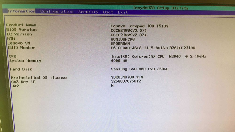 LENOVO 100-15IBY Laptop (ideapad) - Type 80MJ (Motherboard/others64563861760129121