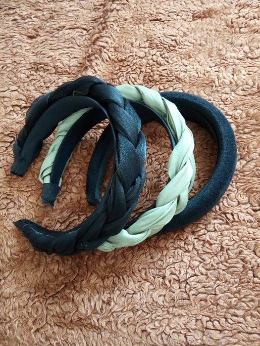 Opaski do włosów, plecione i zamsz, 3 szt