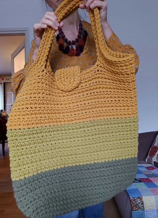 Super maxi torba boho szydełkowania handmade 70cmx48 cm