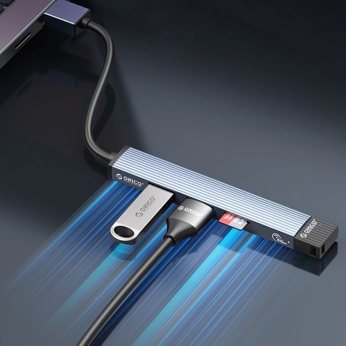 Hub USB-A Orico AH-A13 stacja dokująca 1x … 3.0 + 3x USB-A 2.0 - szary
