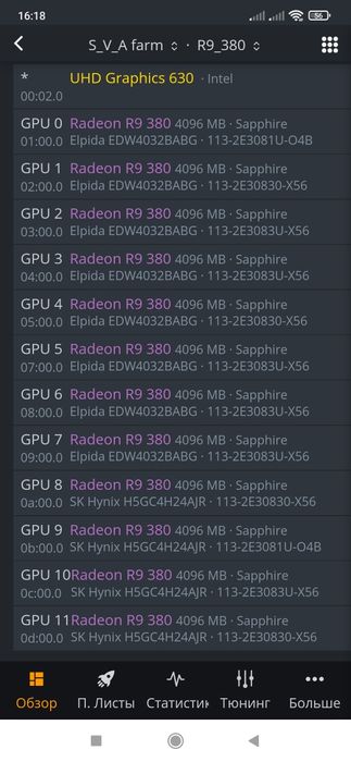 Майнинг ферма 12*4gb Radeon R9 380