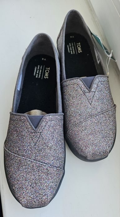 Espadryle, trampki Toms grey irdescent glitter, rozm 36