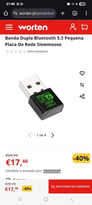 Adaptador USB AX900 WiFi 6 + Bluetooth 5.3 – 2 em 1, Dual Band 2.4G/5G