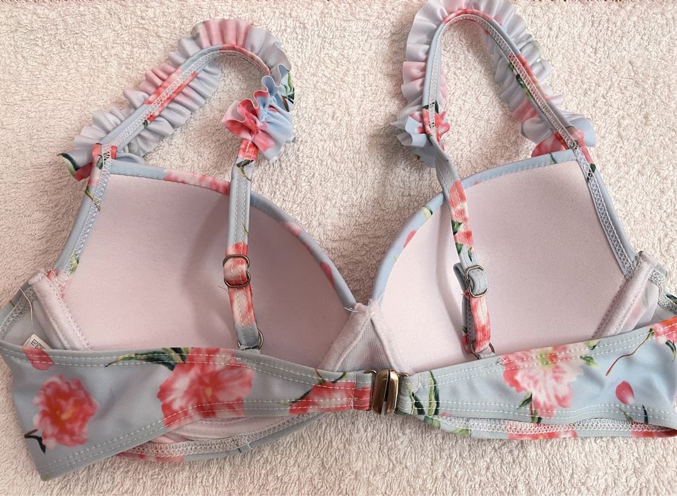 Top de Bikini | azul com estampado flores e folhos - novo