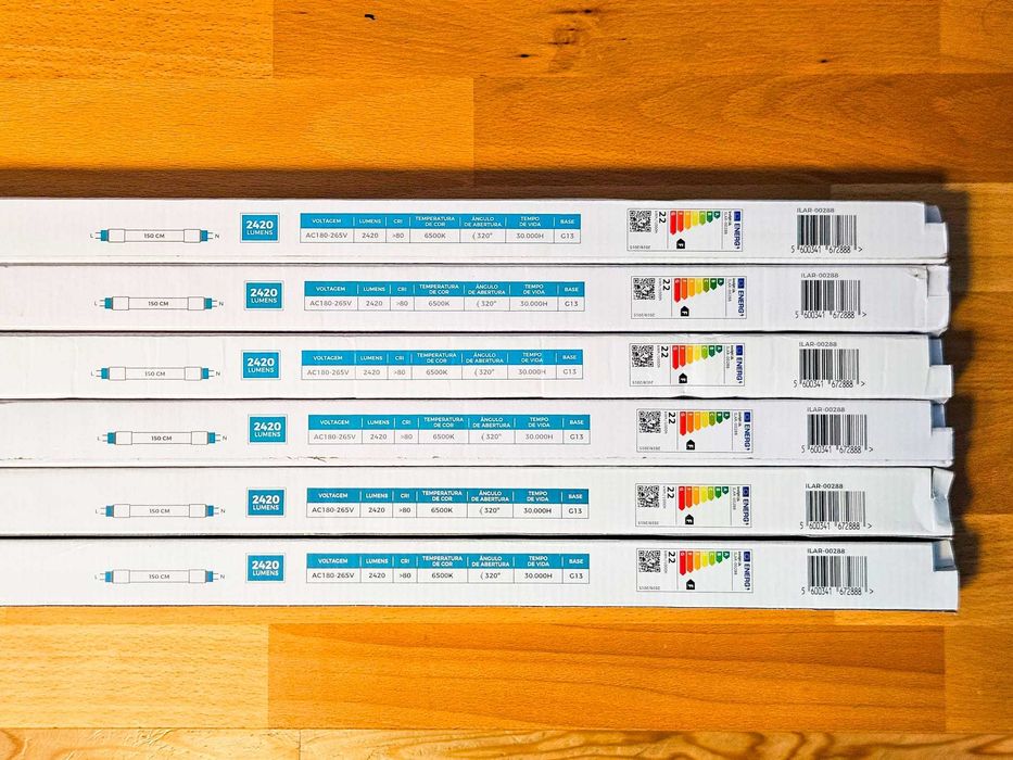 6x Tubo LED T8 150cm 22W 6500K G13 2 Lados – ARON Light – NOVO (conj)