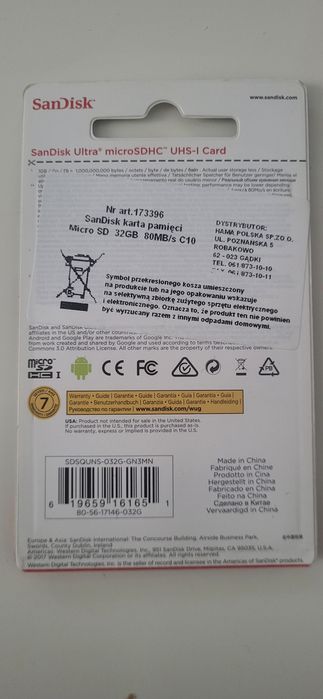 Karta pamieci microSD 32 sandisk nowa