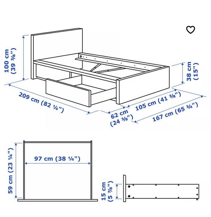 Cama individual ikea MALM e colchao