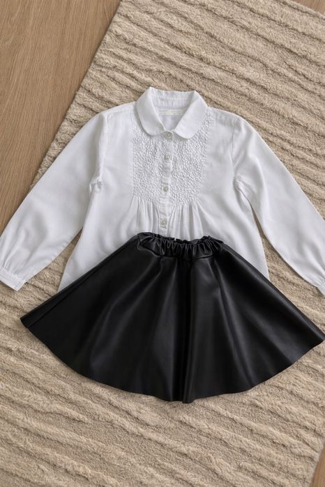 Блуза Zara шкіряна спідниця H&M Блузка зара кожаная юбка спідничка
