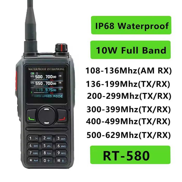Radtel RT-580 (None GPS/None Bluetooth) Full Band AM/FM Interphone
