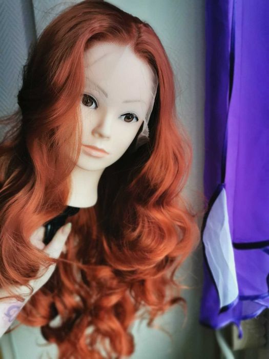 Peruka lace front ciemna rudość rudy 65 cm