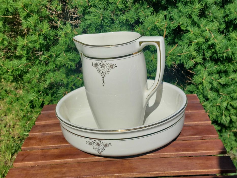 Zestaw łazienkowy Boch, duży dzbanek i miska, art deko