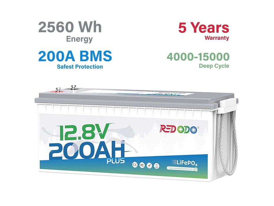 REDODO 12V 100/140/165/200/280Ah Bluetooth LiFePO4 - Акумулятори із США