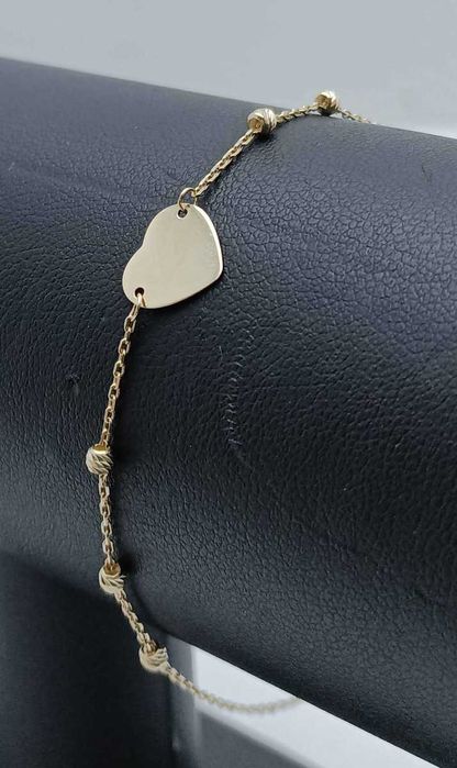 Złota Bransoletka Serce Serduszko Kuleczki Ankier 1,19G P585 14K 18CM